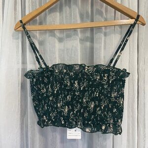 Green rouched crop top